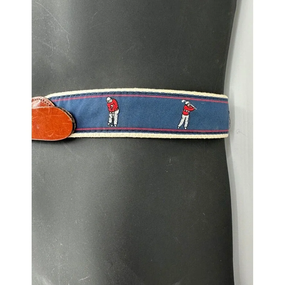 Leather Man Limited Men's Handmade Blue Canvas Golfer Leather Belt Size 38